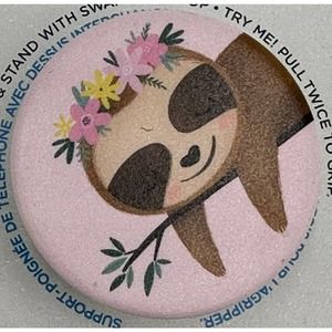 PopSockets PopGrip Phone Grip & Stand Swappable Top Sweet Sloth On White Pink